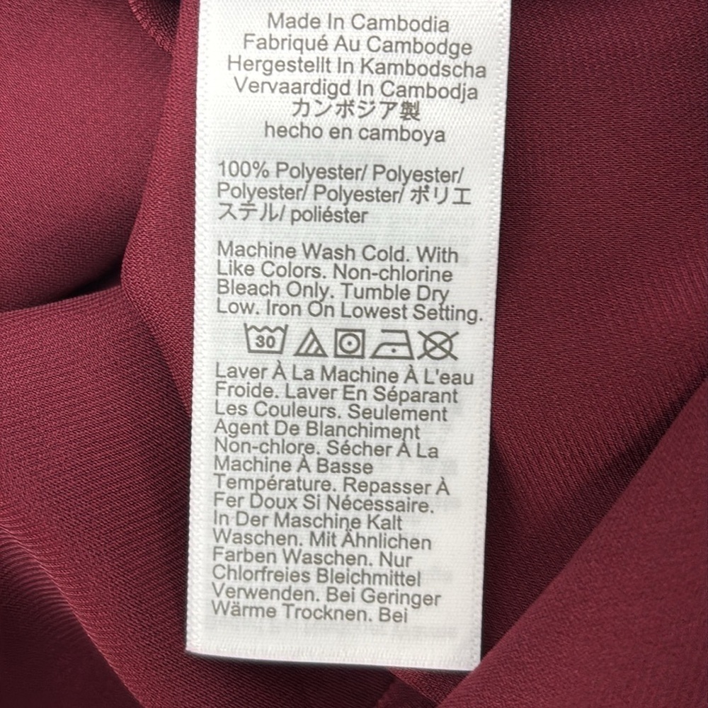 J Crew Factory Drapey‎ satin button-up top in Vintage Burgundy size M NWT BV927 - Picture 9 of 12